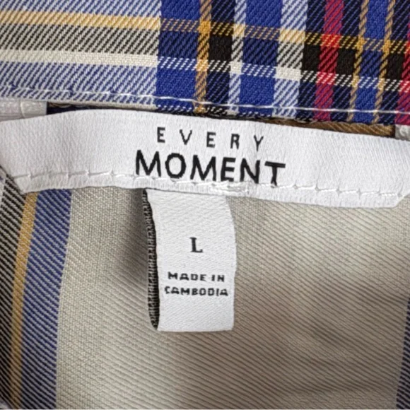 Every Moment Women's L Plaid Popover Blouse Tunic Relaxed Fit Boho Shirt Top - Picture 3 of 12